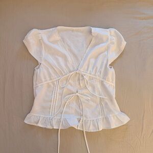 White Lace Trimmed Blouse